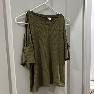 Olive Green Cold Shoulder Top